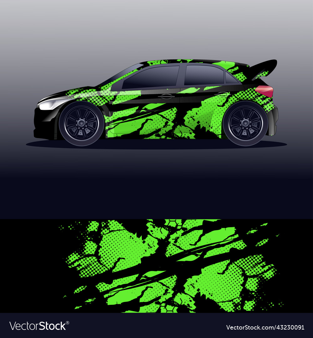 Rally car decal graphic wrap Royalty Free Vector Image