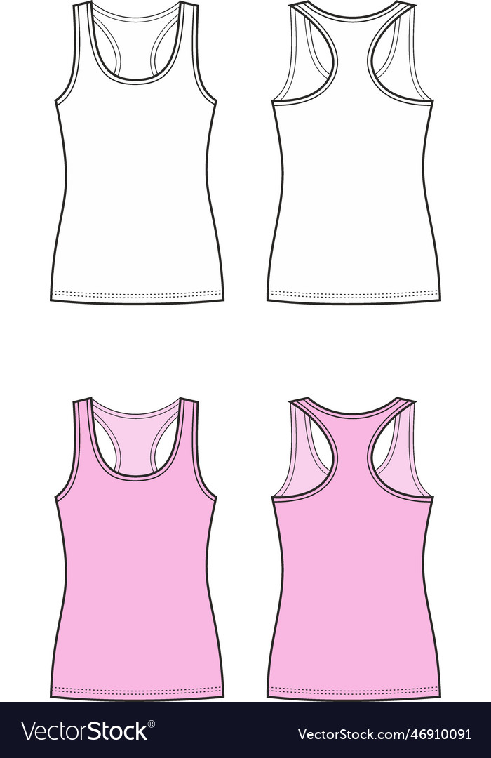 Womens racer back tank top front and back Vector Image