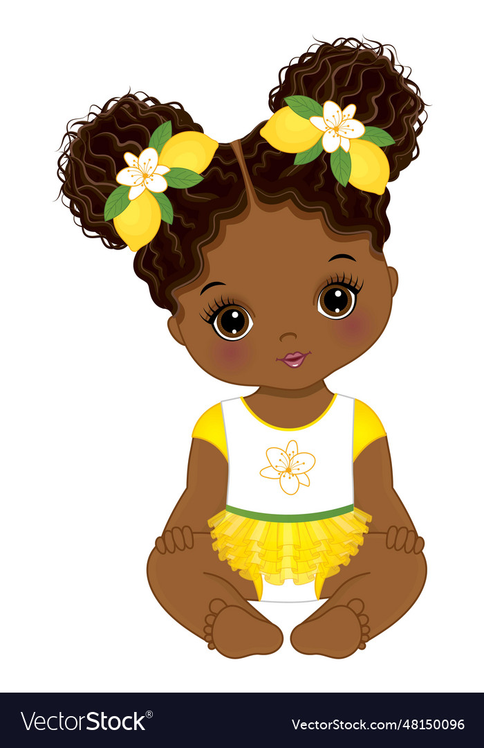 Afro Baby Girl Wearing Yellow Ruffle Dress Vector Image