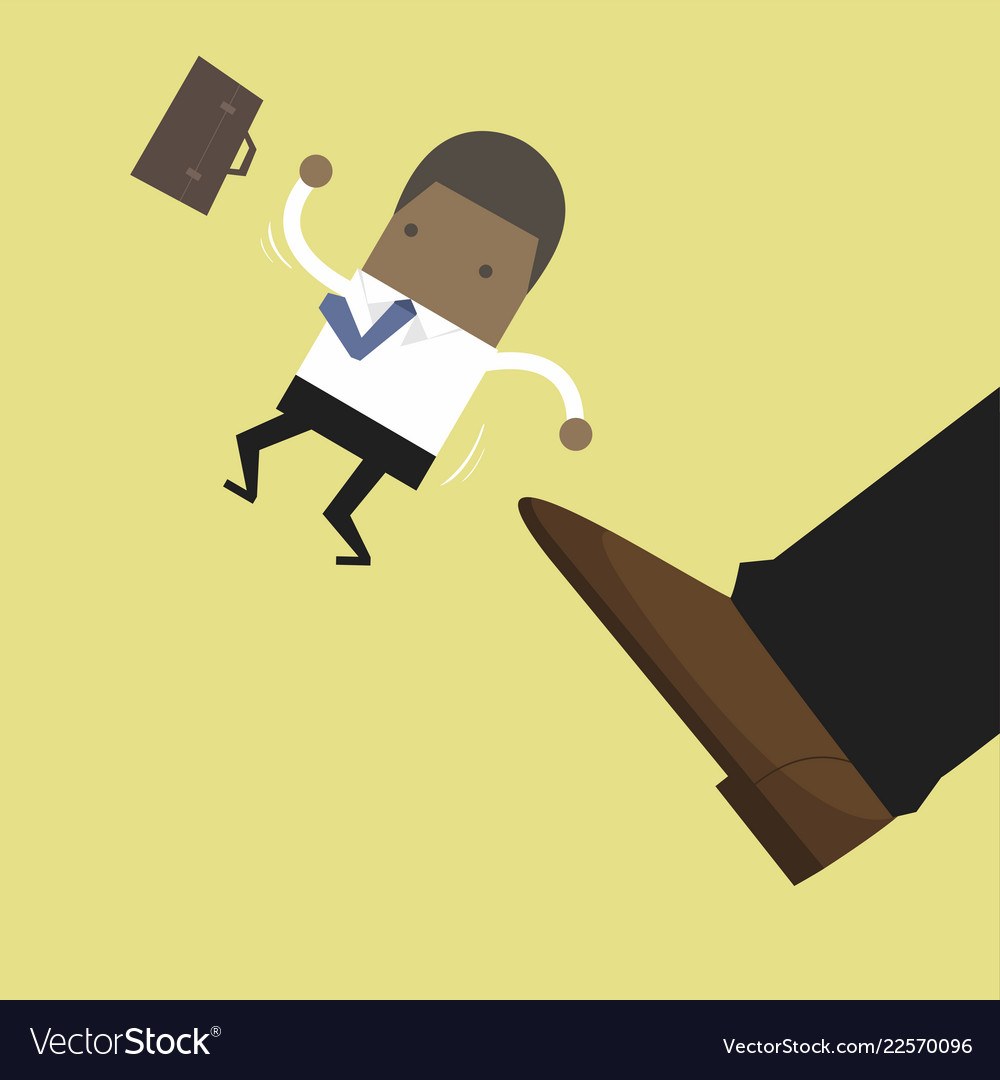 Businessman being kicked out layoff concept Vector Image