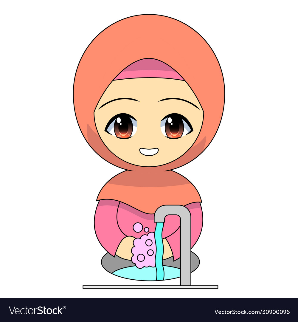 cartoon-muslim-girl-washing-hands-with-soap-daily-vector-image