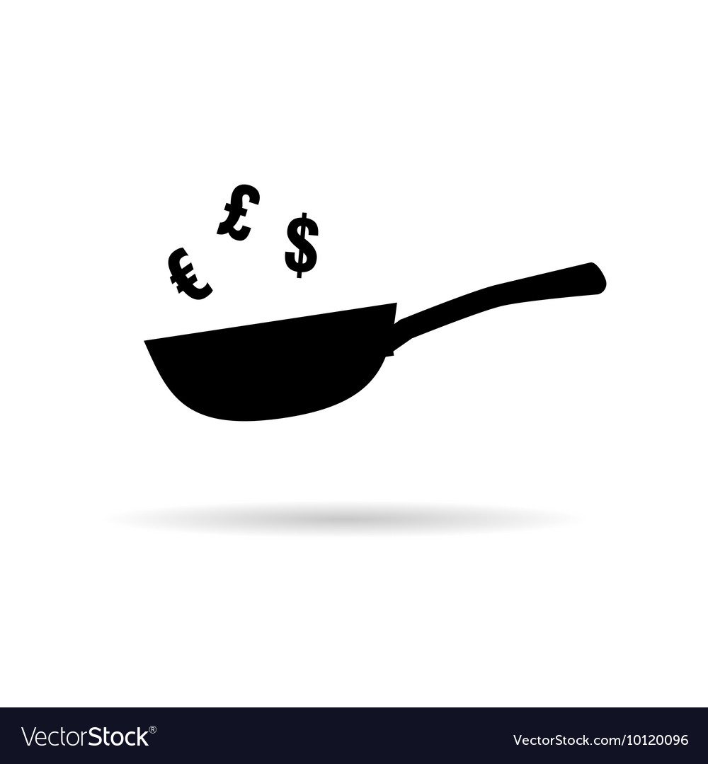 Pan With Euro And Dollar Sign On White Royalty Free Vector Pan With Euro And Dollar Sign On White Vector Image
