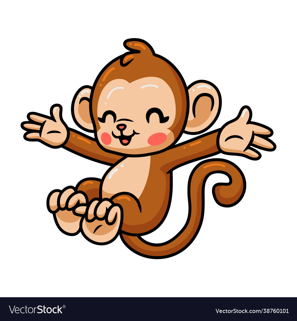 Cute baby monkey cartoon jumping Royalty Free Vector Image