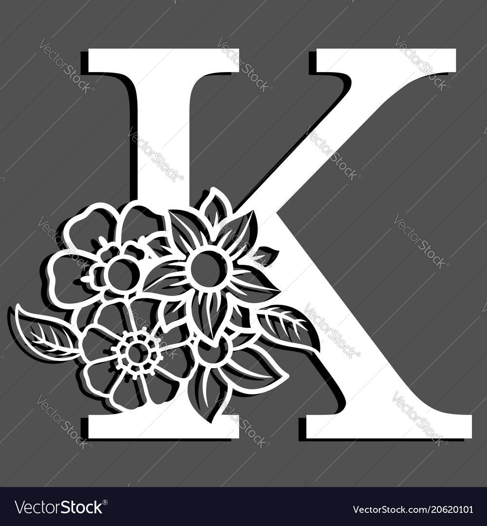 Letter Silhouette With Flowers Letter K Royalty Free Vector