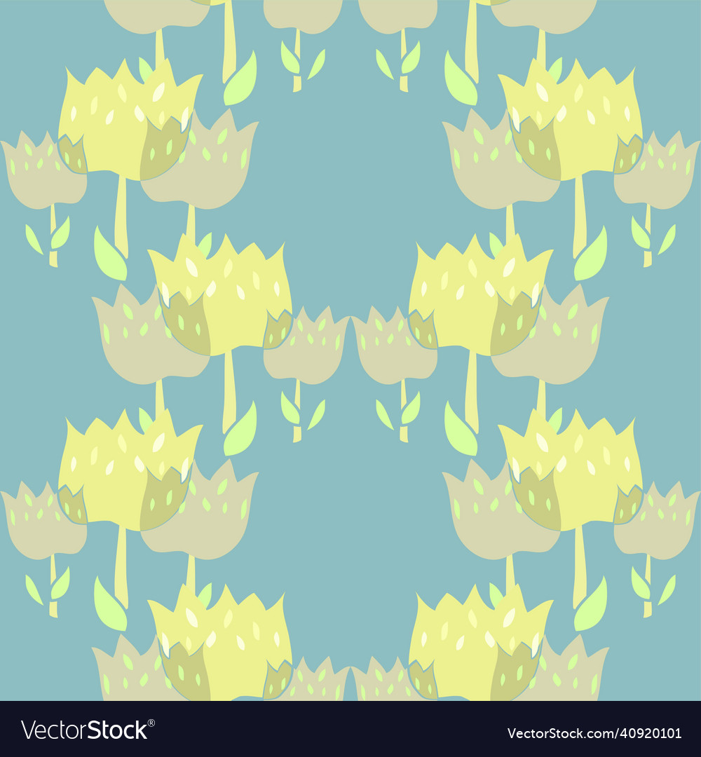 Overlapping yellow spring flowers repeat pattern Vector Image
