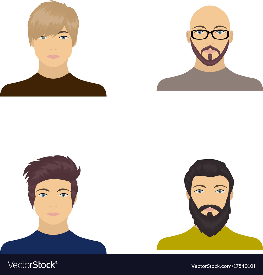 The Face Of A Bald Man With Glasses And A Beard A Vector Image