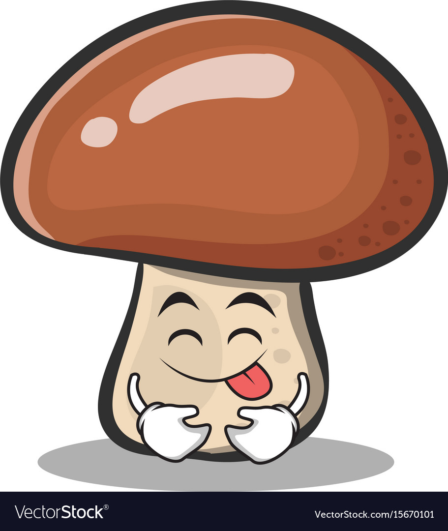 Tongue out mushroom character cartoon