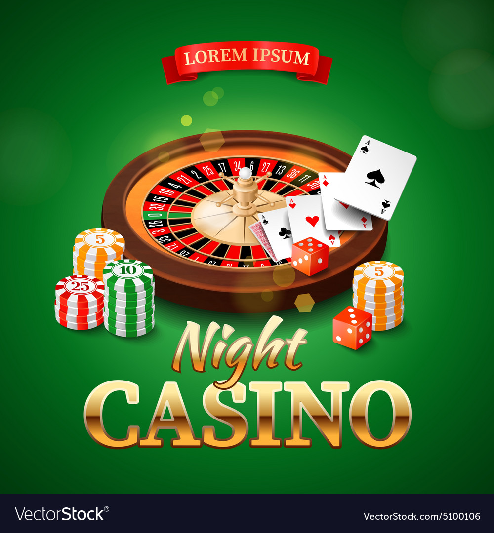 Casino background with roulette wheel chips game