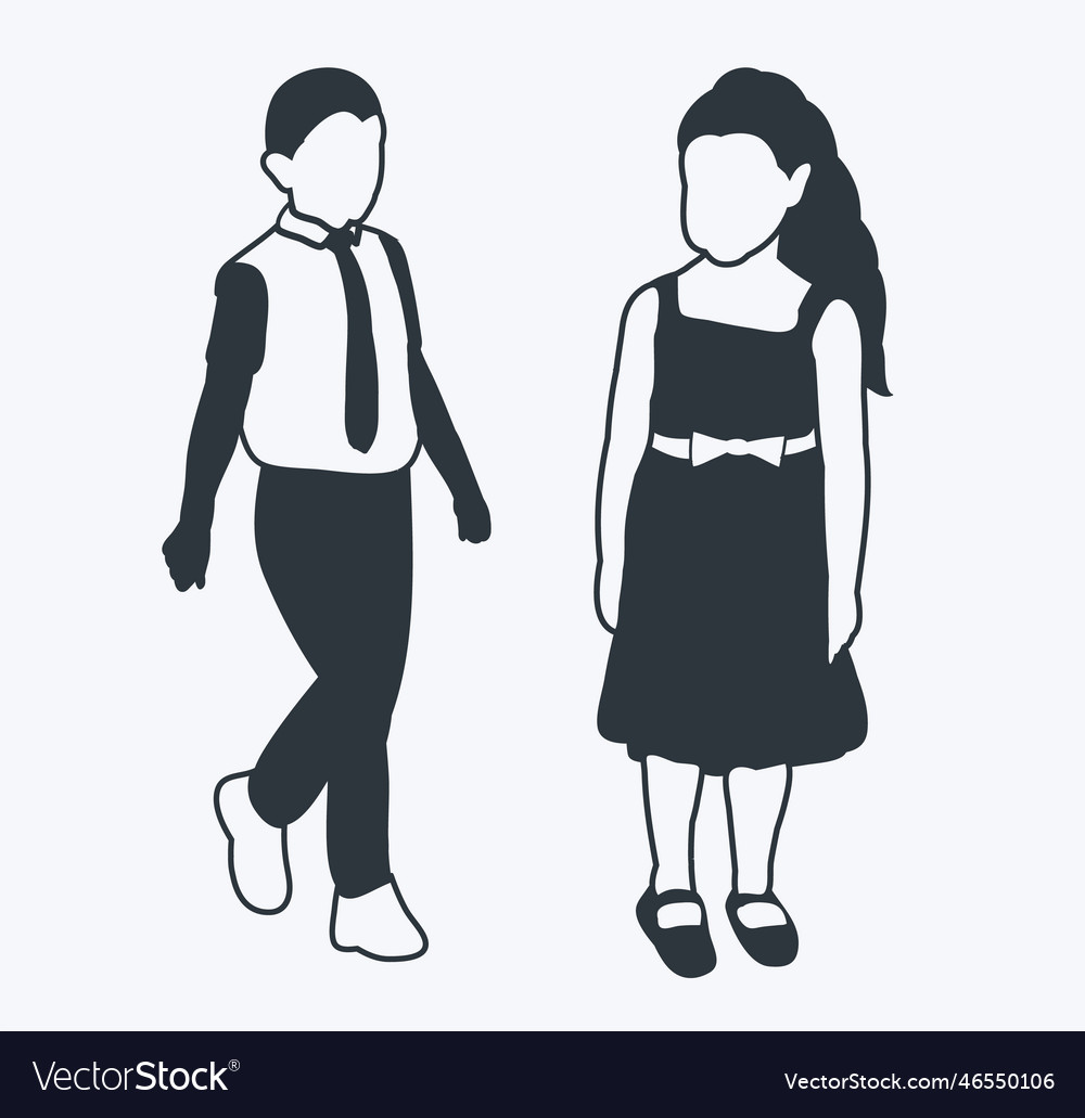 Children boy and girl silhouette Royalty Free Vector Image