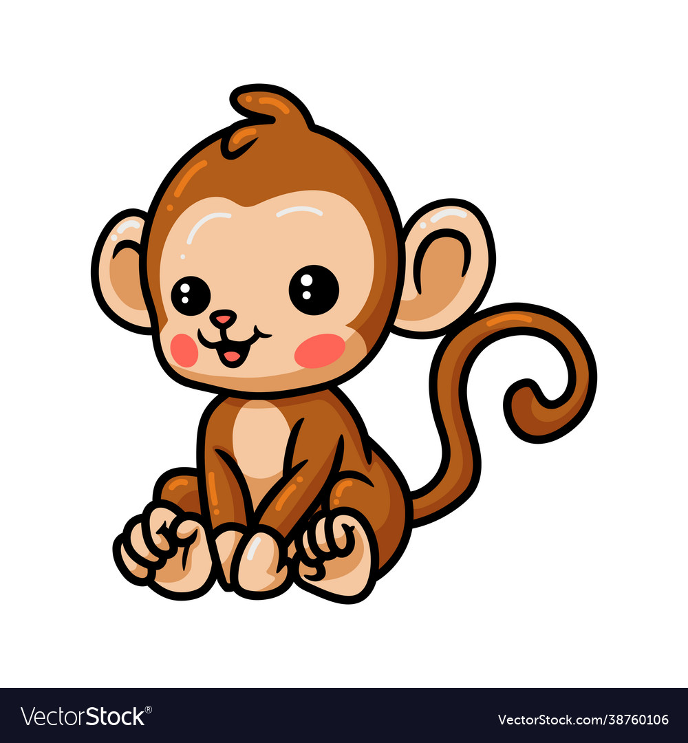 Cute baby monkey cartoon sitting Royalty Free Vector Image