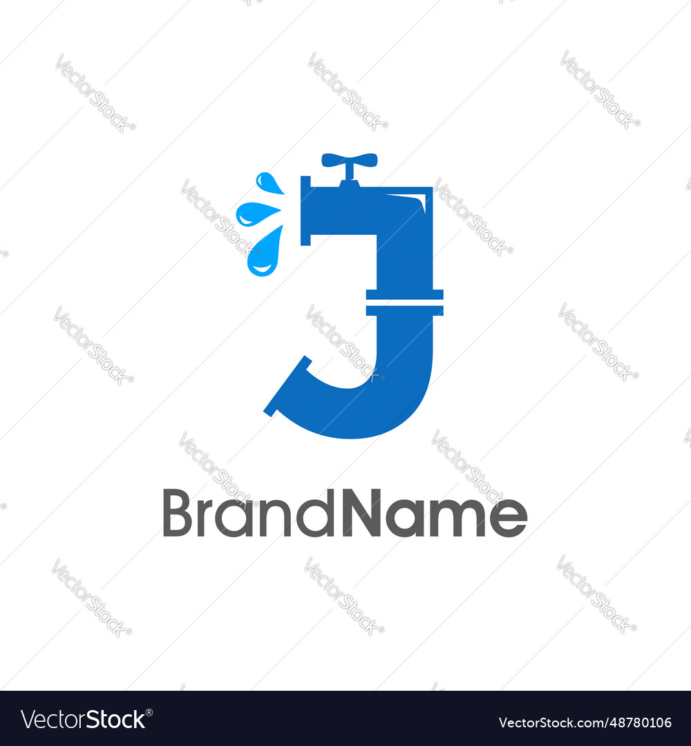 Modern initial j pipe and water logo Royalty Free Vector