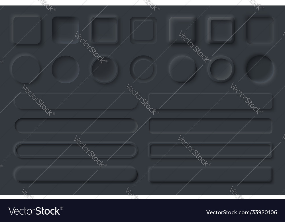 Neumorphic ui ux black user interface elements Vector Image