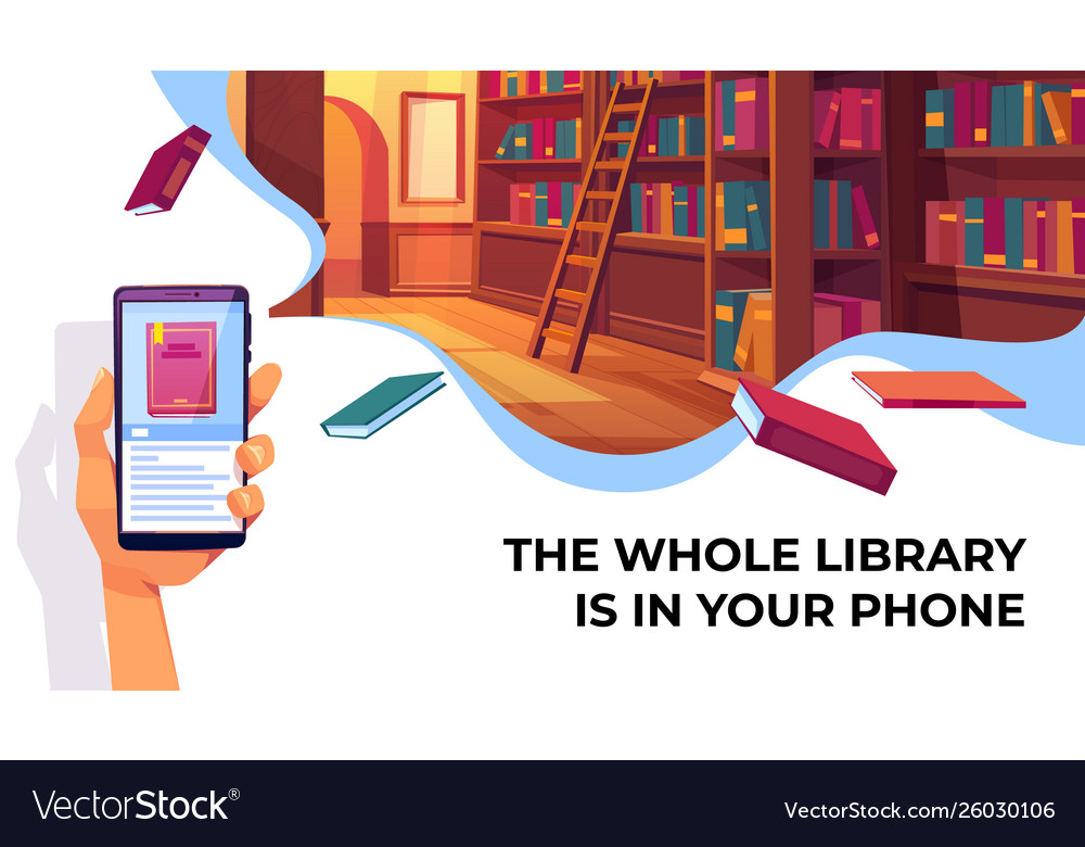 Online library app for reading electronic books Vector Image
