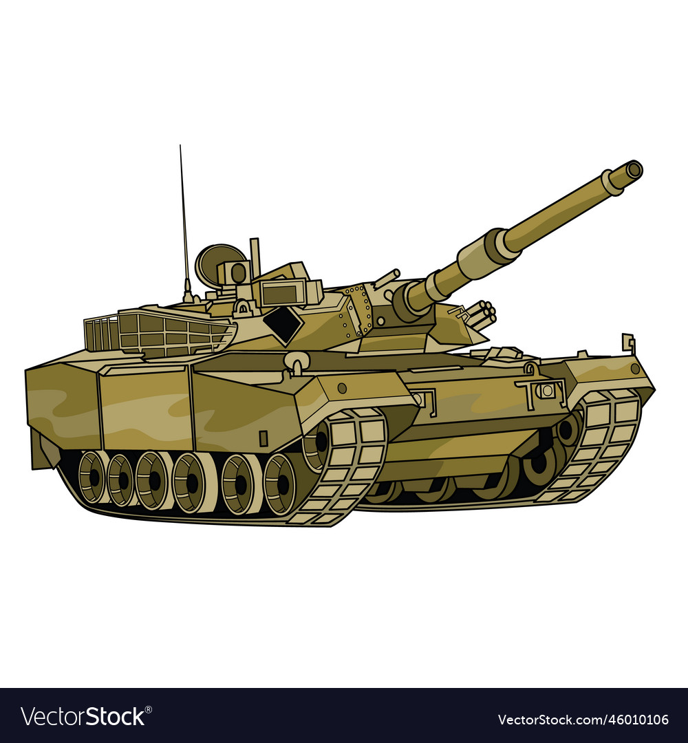 Tank armored vehicle in green color isolated Vector Image