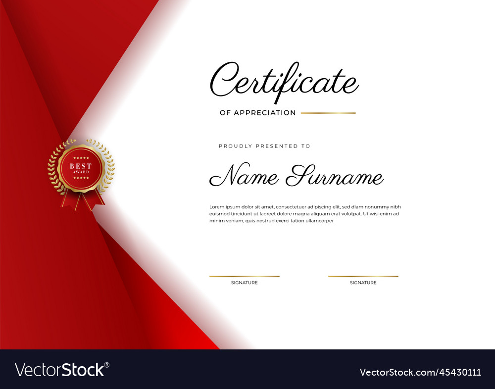 Elegant dark red and gold diploma certificate Vector Image