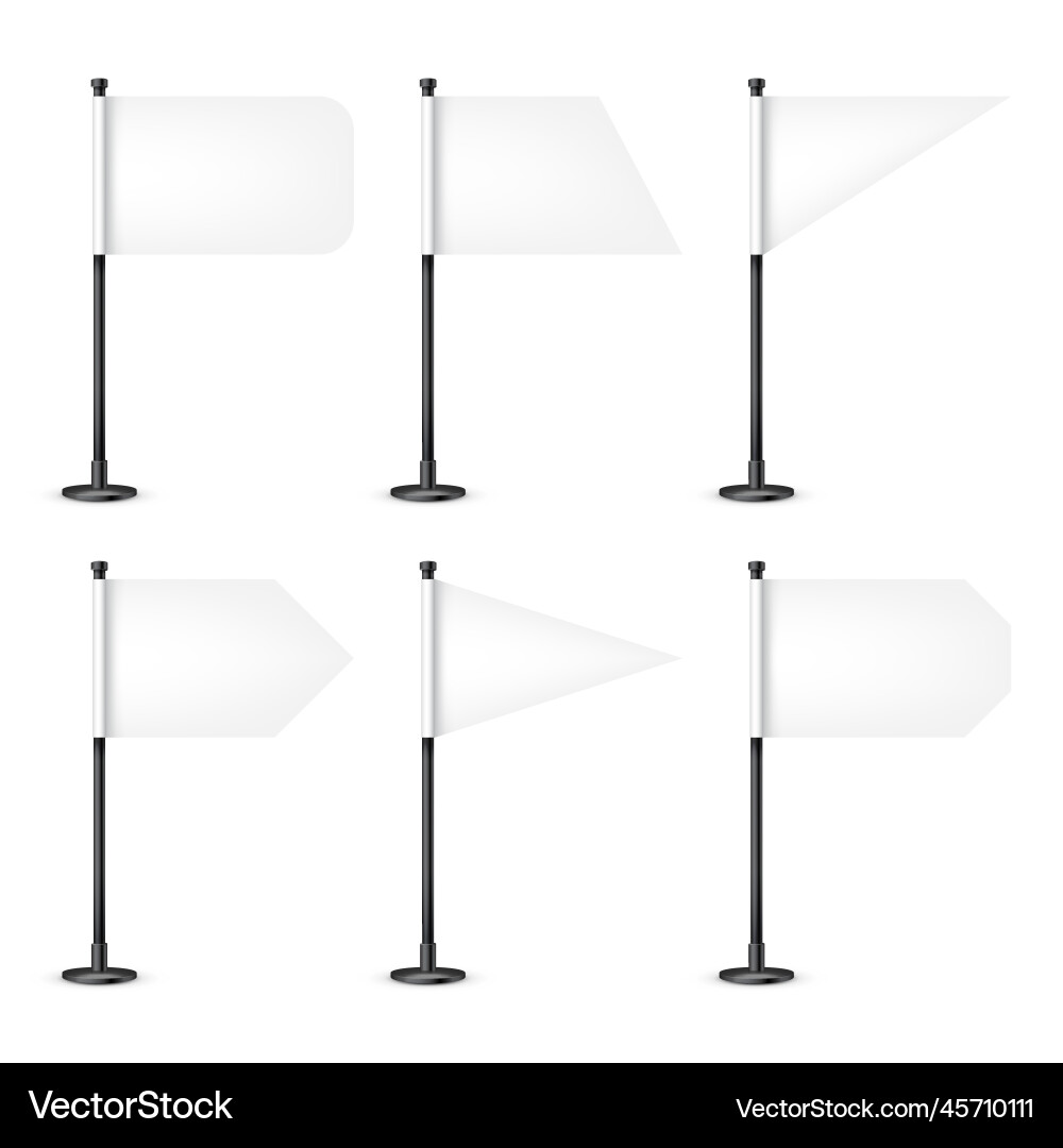 Realistic various table flags on a steel pole Vector Image