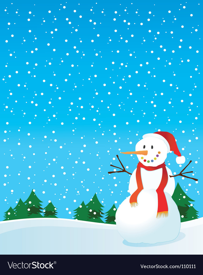 Snowman and snow Royalty Free Vector Image - VectorStock