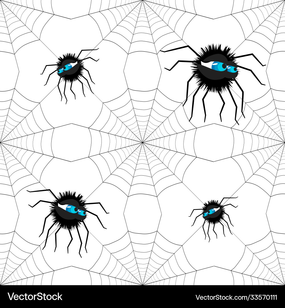 Spiders on webs seamless pattern Royalty Free Vector Image