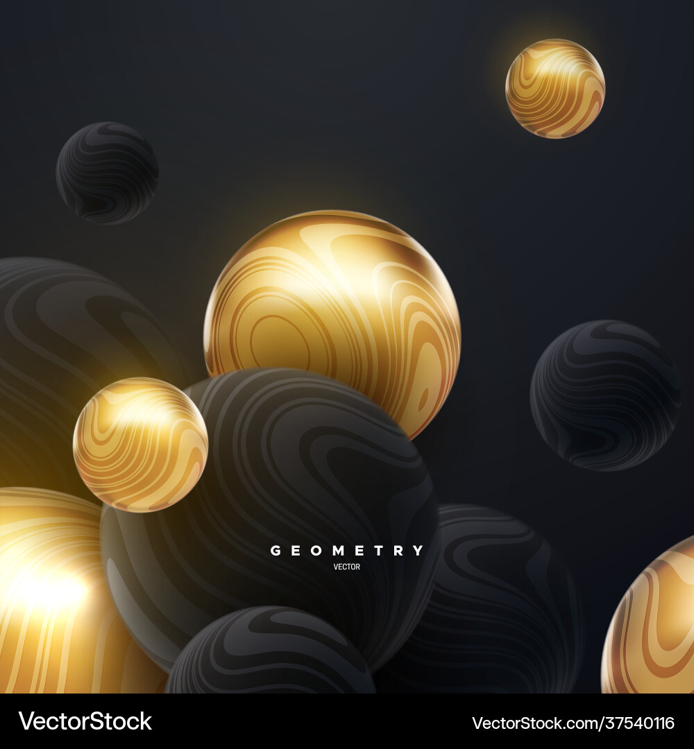 Abstract background with 3d dynamic spheres Vector Image
