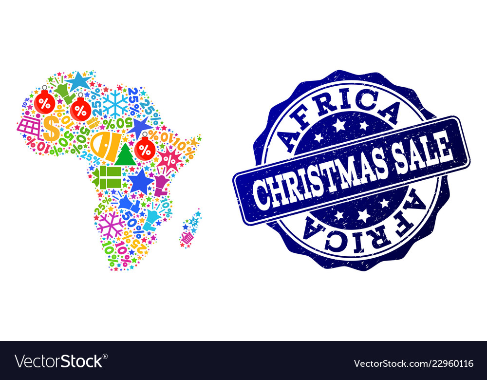 christmas sale collage of mosaic map of africa and