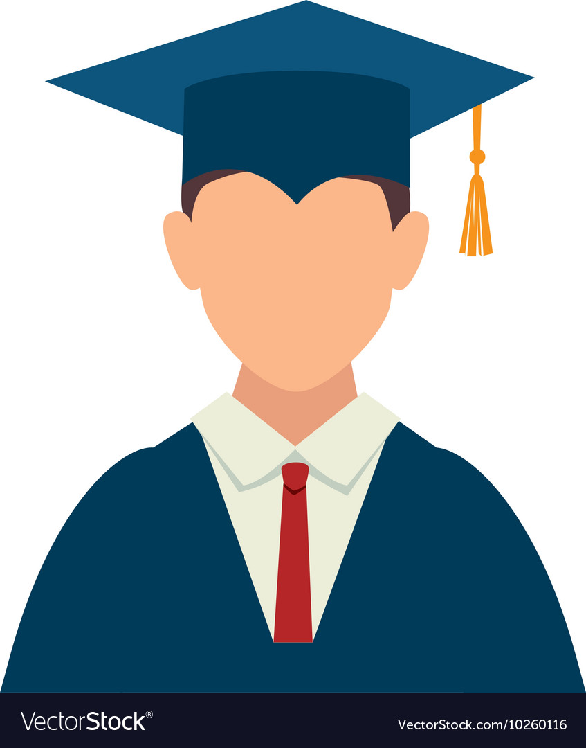 Man boy graduate gown Royalty Free Vector Image