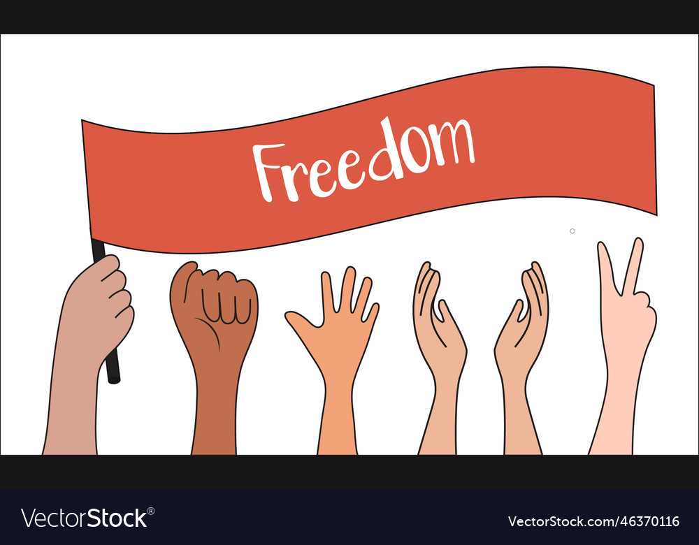 Protesting hands with different gestures on white Vector Image