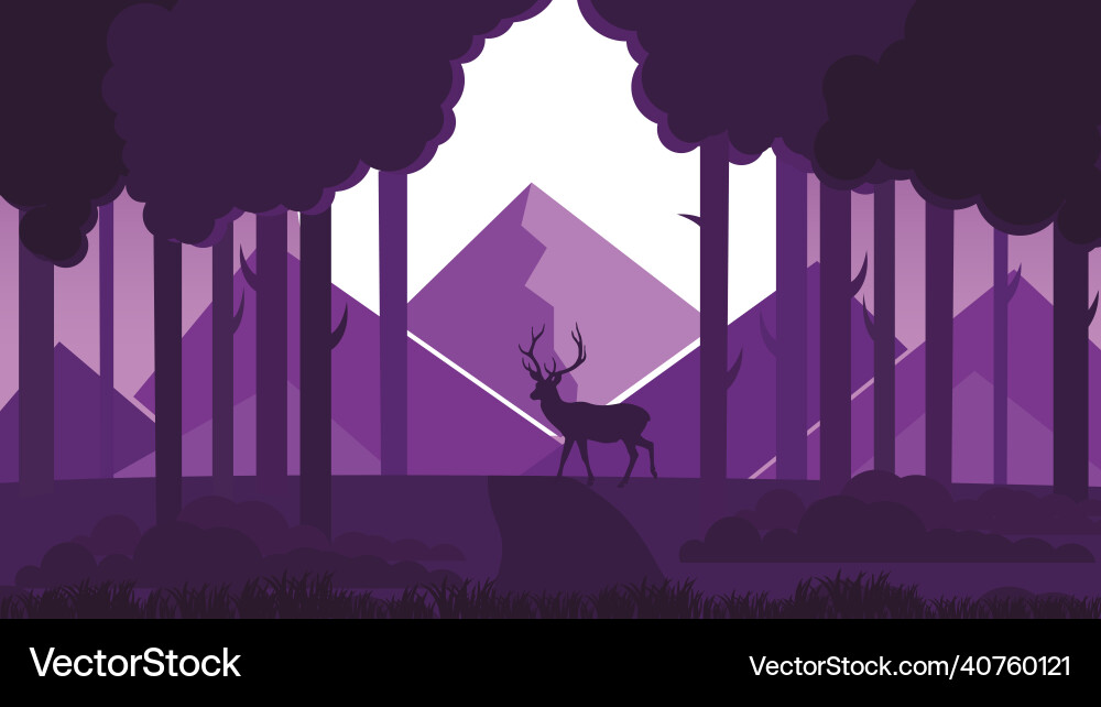 A deer in forest with mountain Royalty Free Vector Image