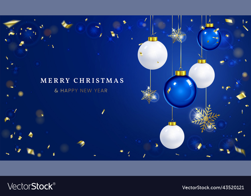 Blue christmas greeting card Royalty Free Vector Image