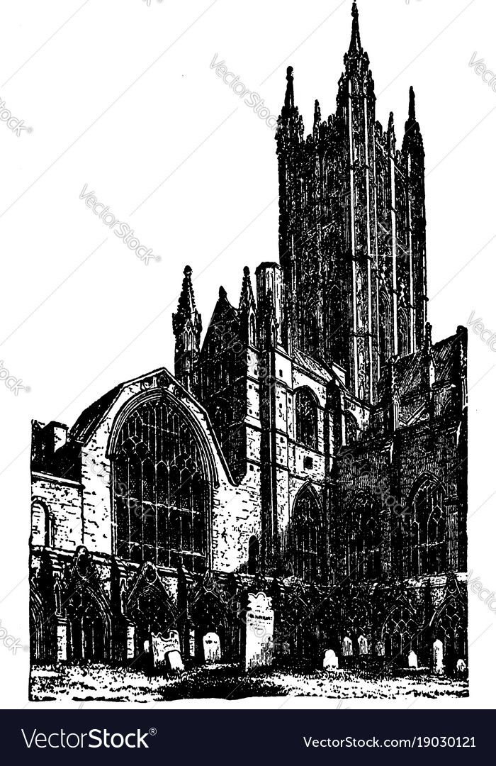 Canterbury Cathedral Vintage Royalty Free Vector Image 4839