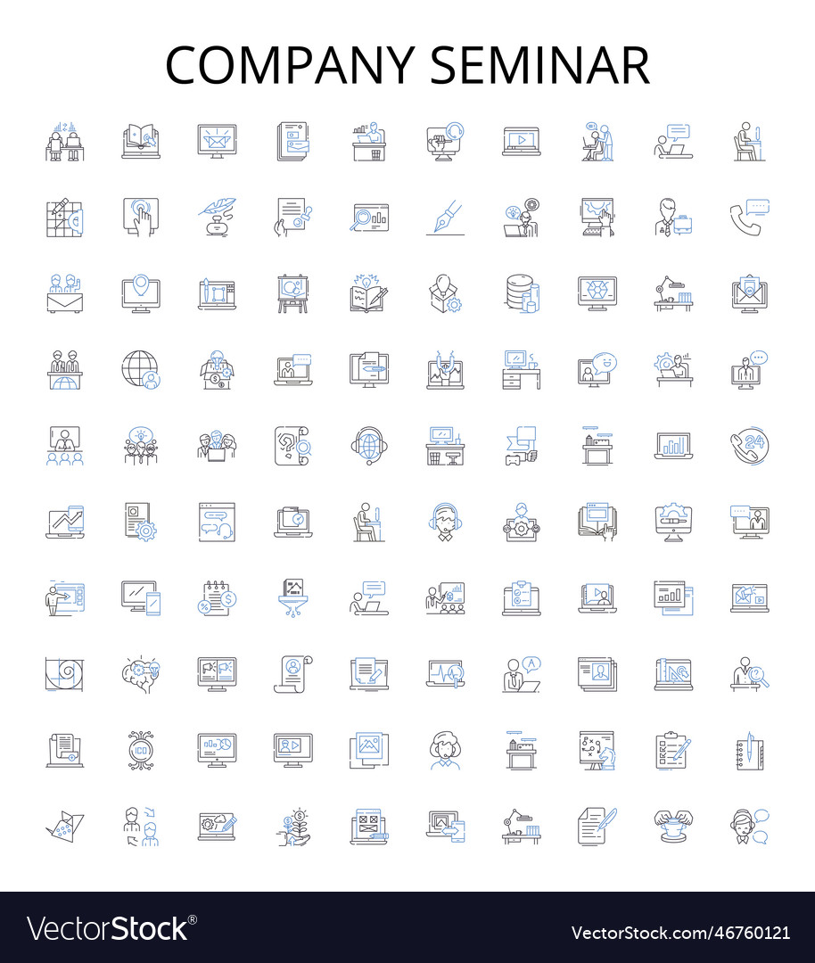 Company Seminar Outline Icons Collection Vector Image