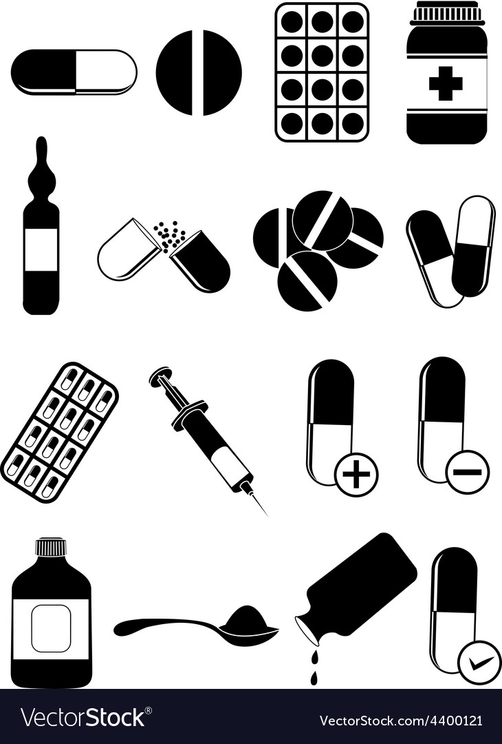 Medicine Pills Icons Set Royalty Free Vector Image