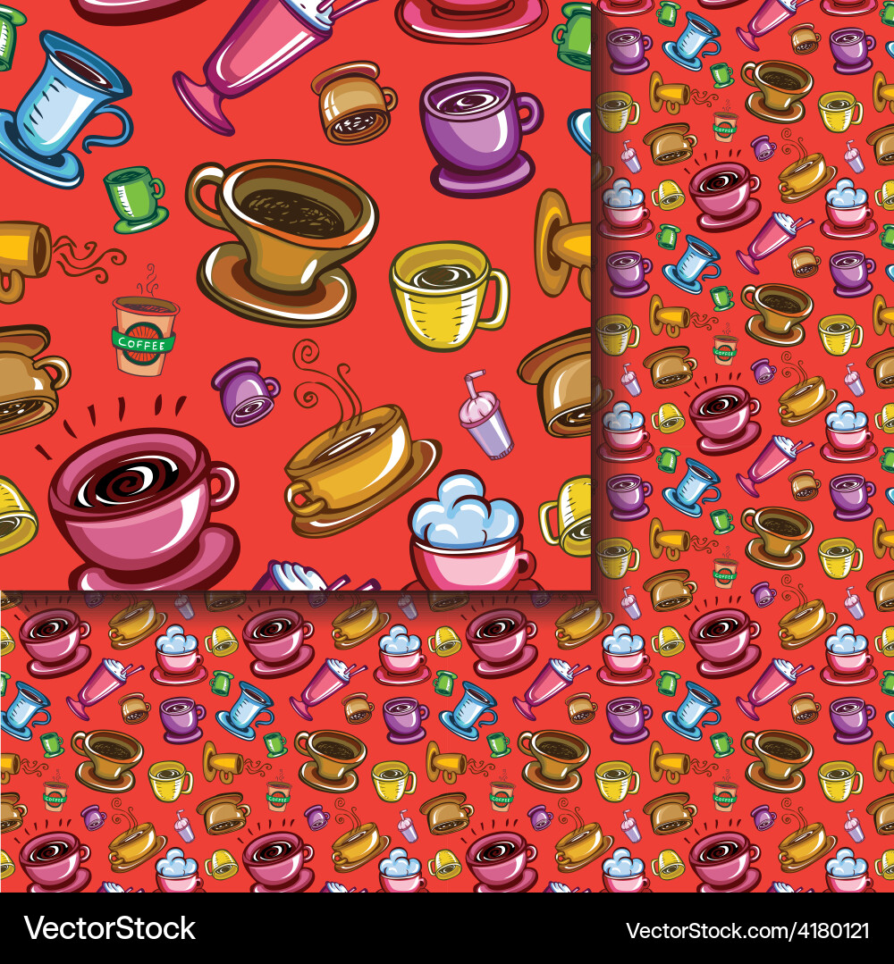 Seamless coffee cups pattern Royalty Free Vector Image