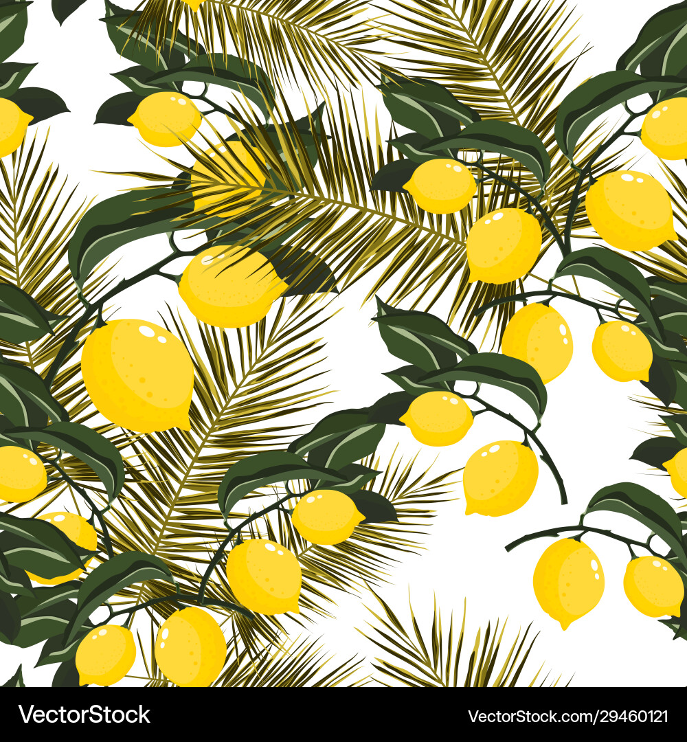 Seamless pattern with lemons Royalty Free Vector Image