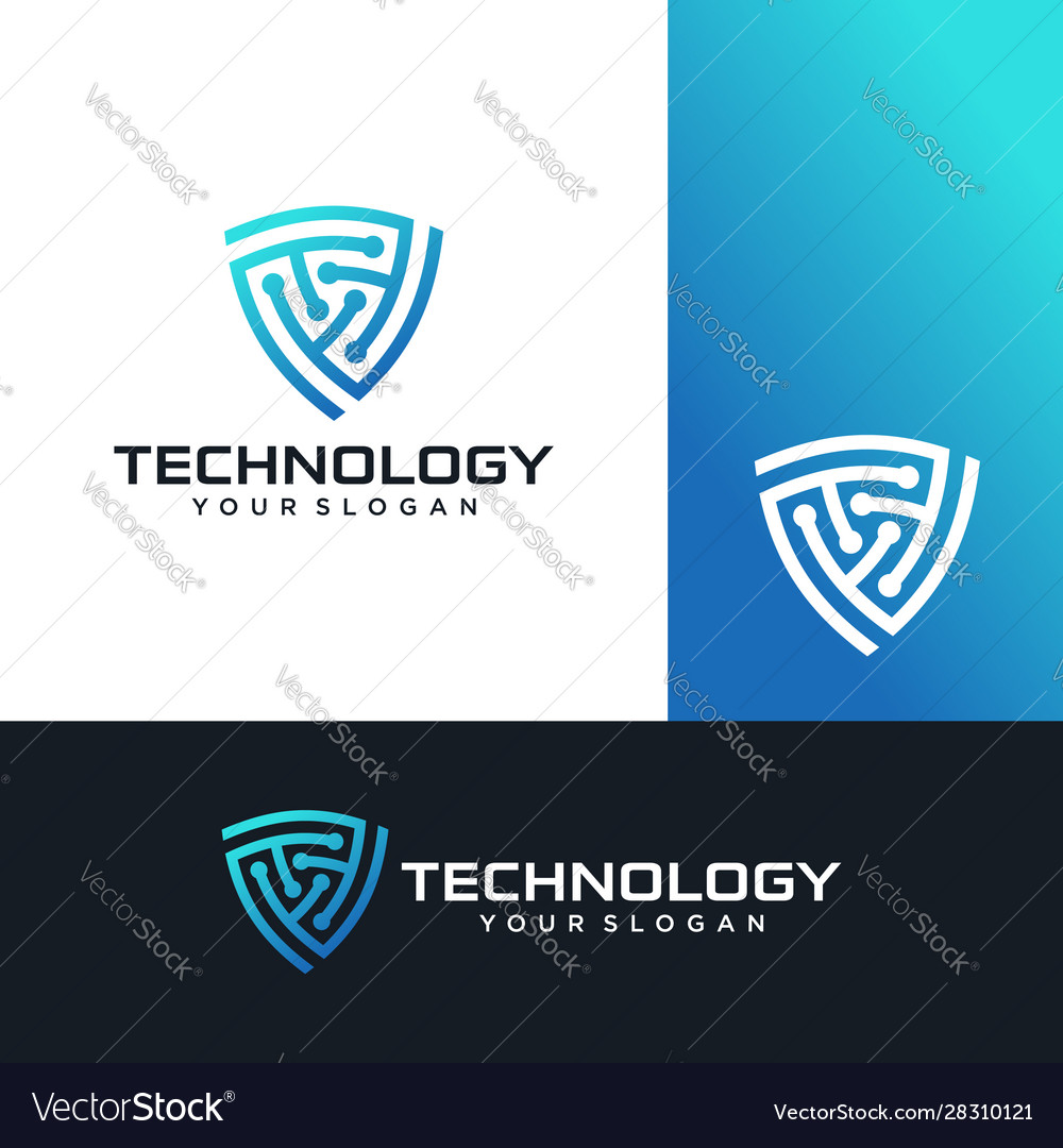 Shield technology logo icon stock Royalty Free Vector Image