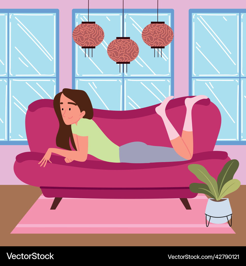 Woman relax pose Royalty Free Vector Image - VectorStock
