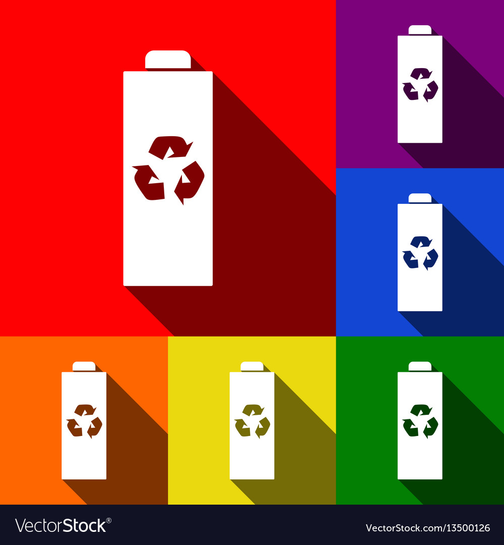 Battery recycle sign set Royalty Free Vector Image