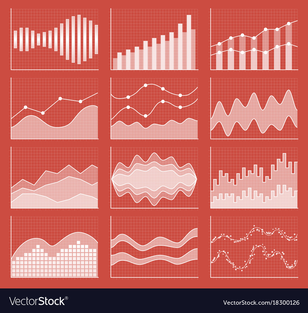 Business chart collection set of graphs data Vector Image