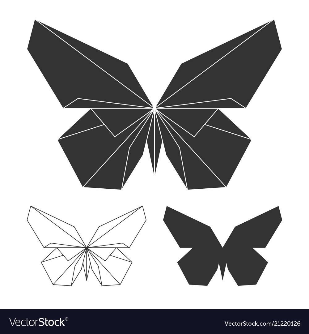 Butterflies logo set line and silhouette vector image Butterflies logo set line and silhouette
