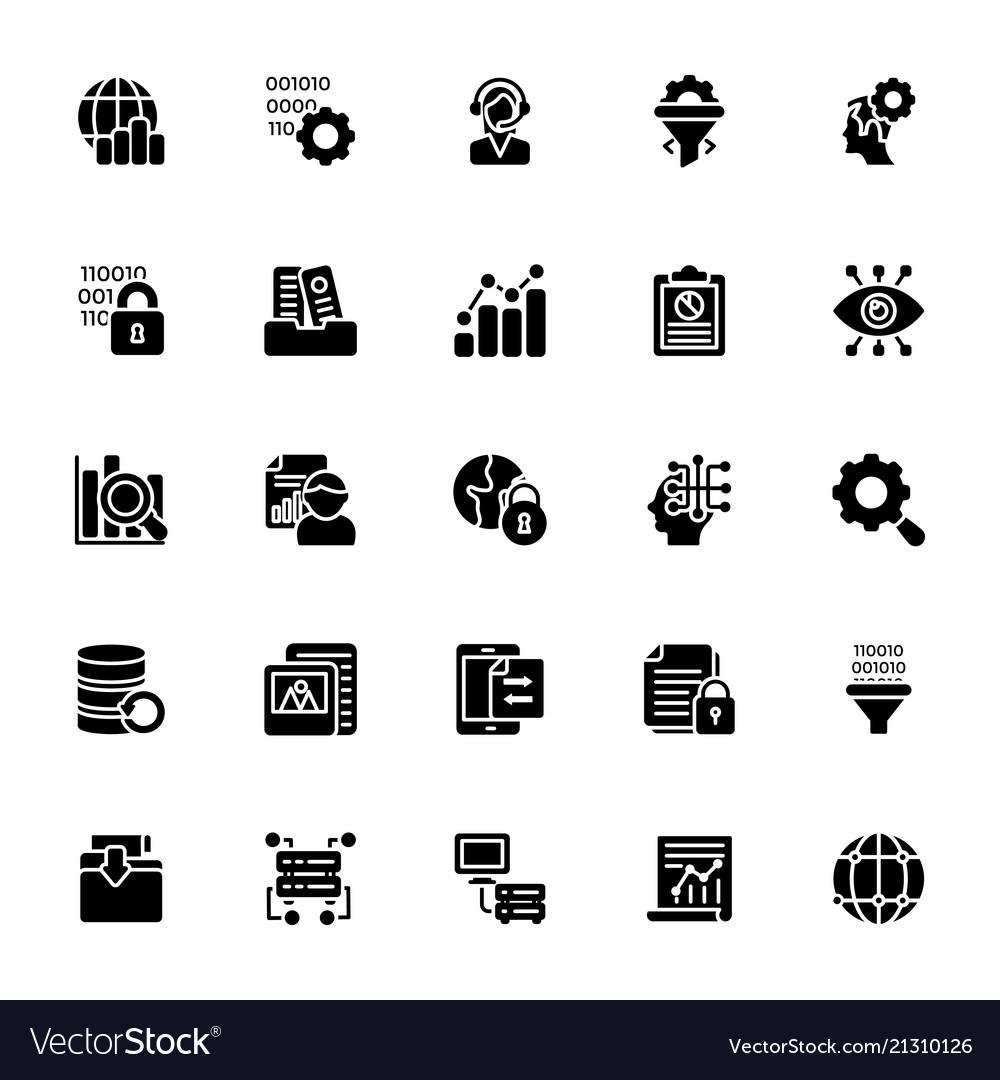 Data Management Glyph Icons Collection Royalty Free Vector 5516