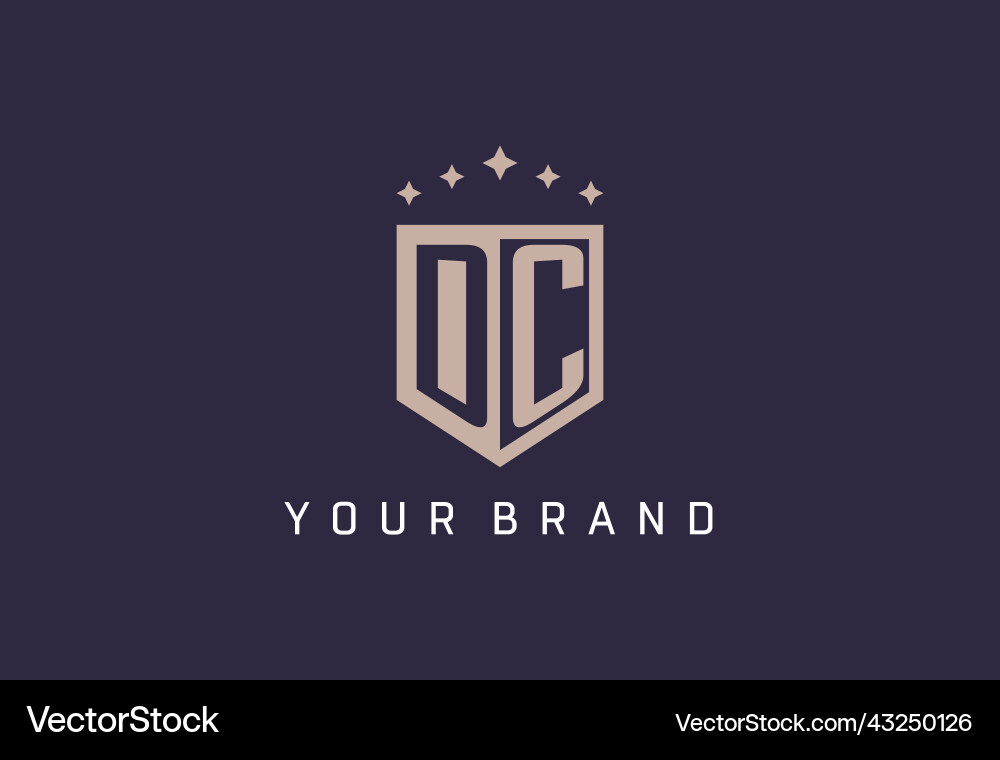 Dc initial shield logo icon geometric style design