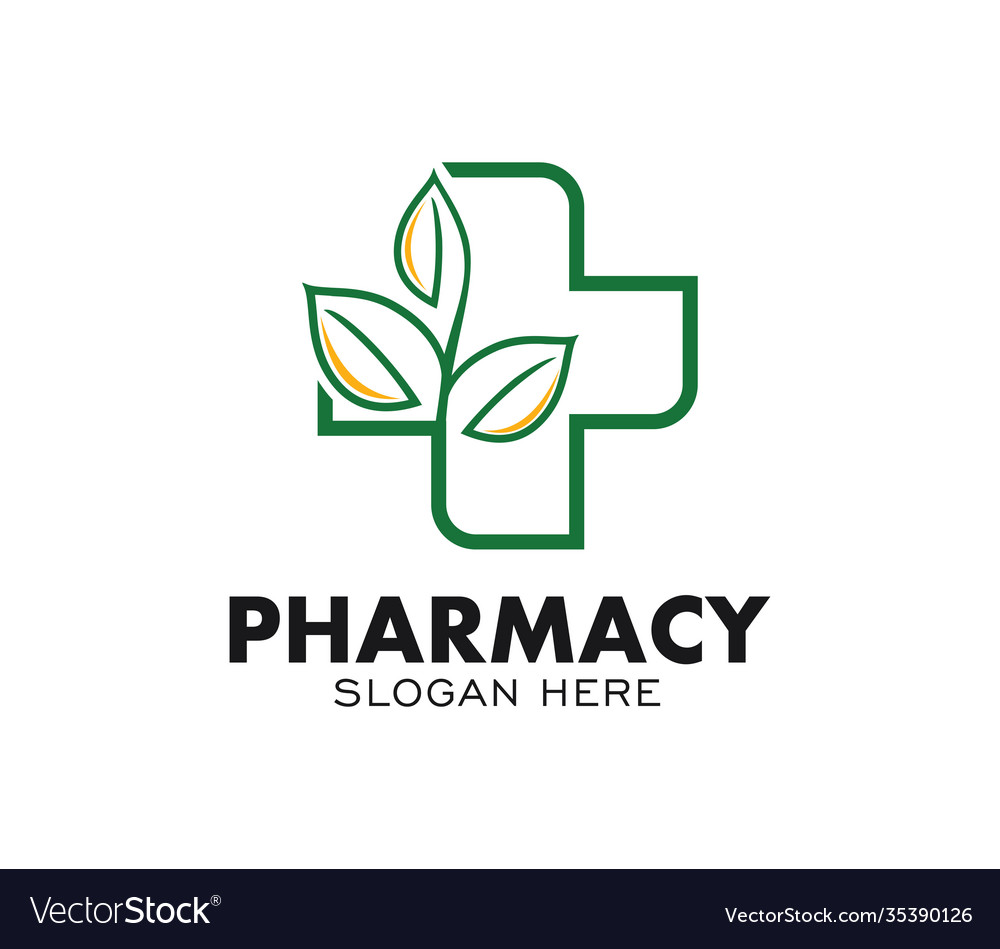 Pharmacy logo eco medical clinic health care logo Vector Image