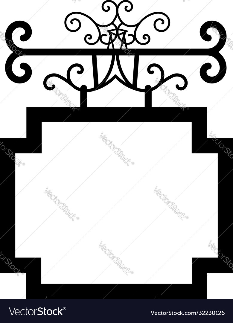 Tavern sign metal frame with curly elements Vector Image