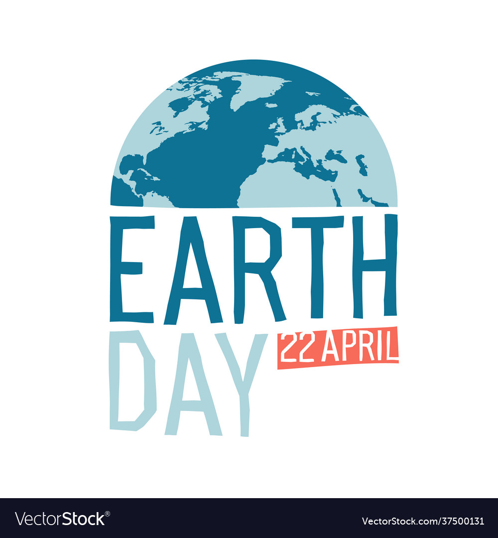 Earth day logotype design planet and inscription Vector Image