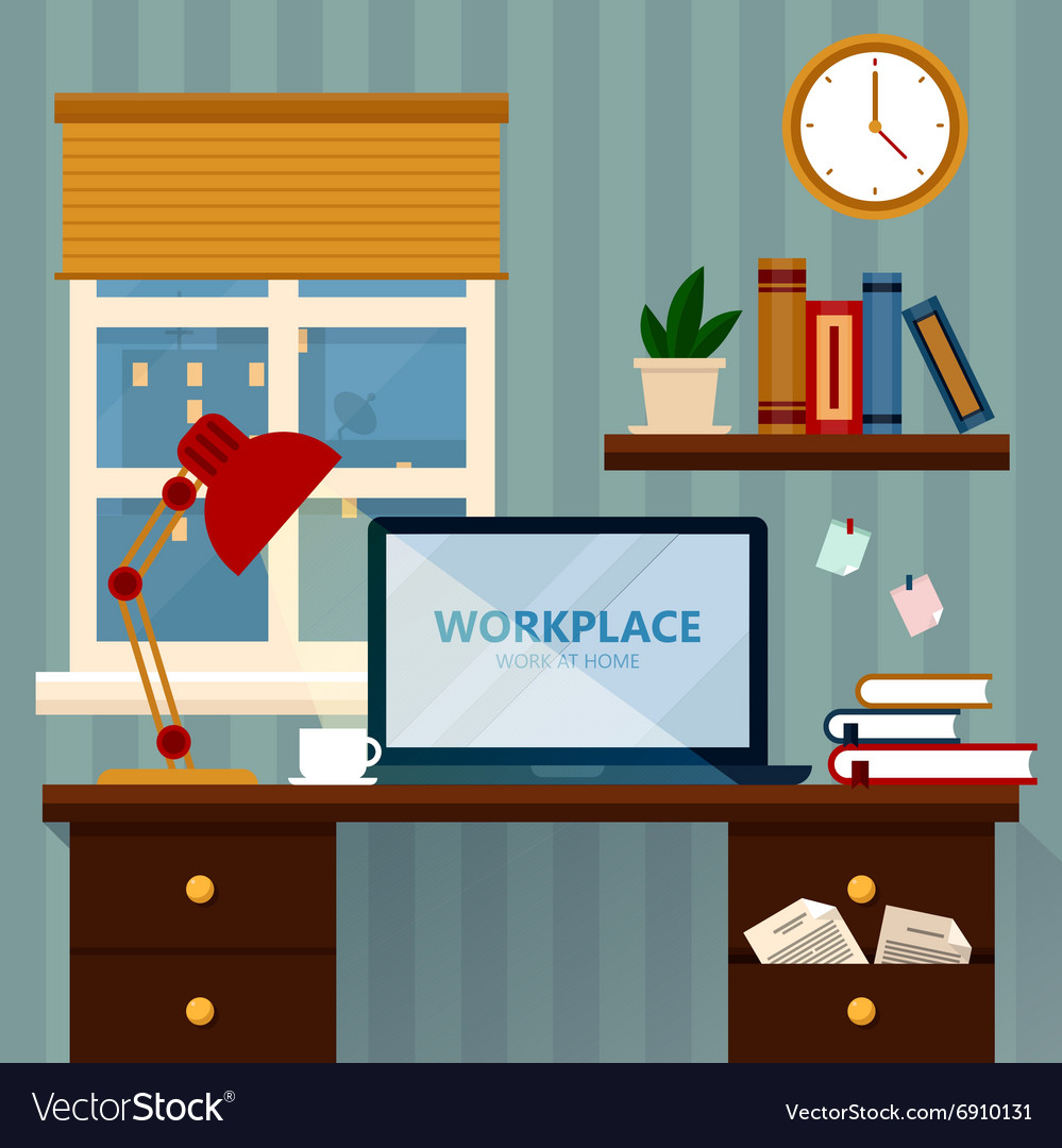 Home workspace modern office Royalty Free Vector Image