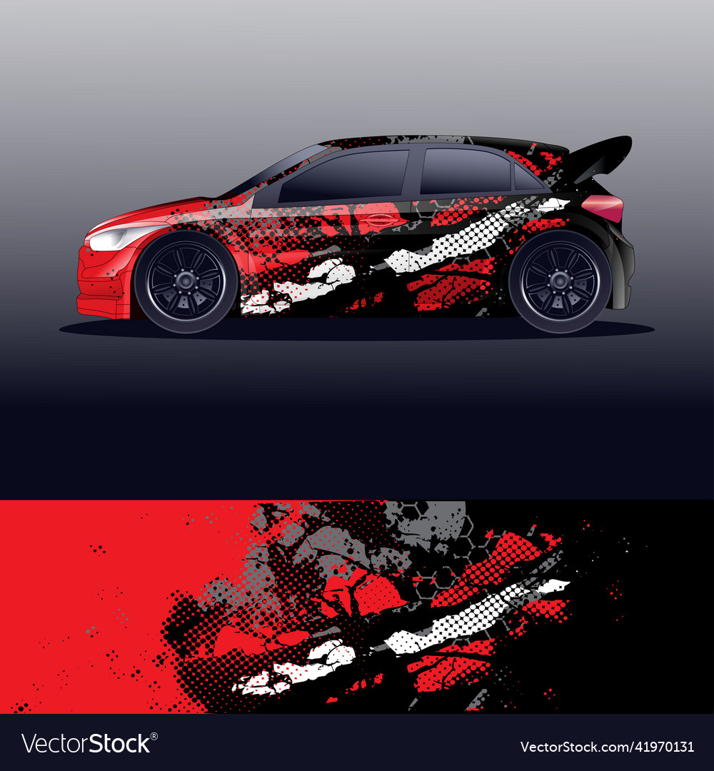 Rally car decal graphic wrap Royalty Free Vector Image