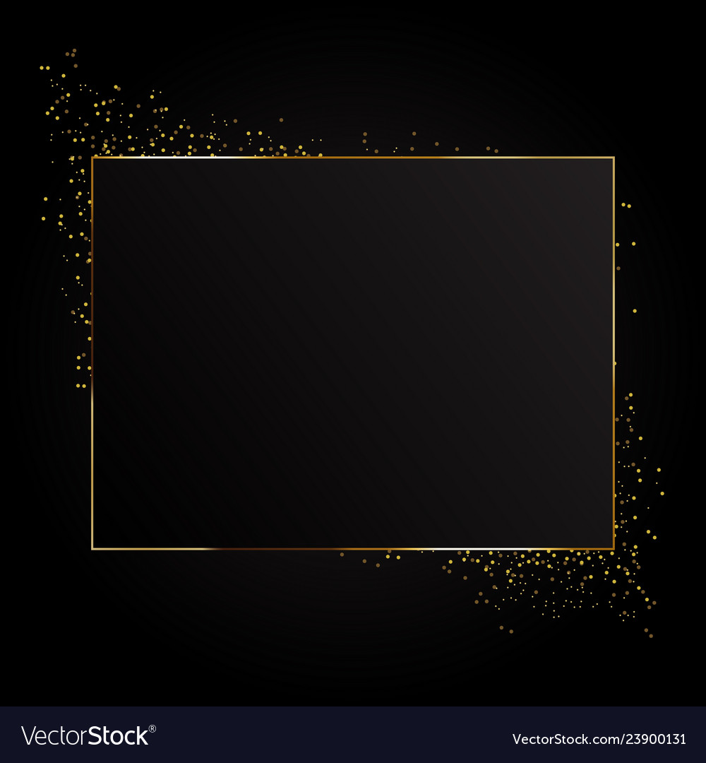 Rectangle sparkle golden frame isolated on black Vector Image