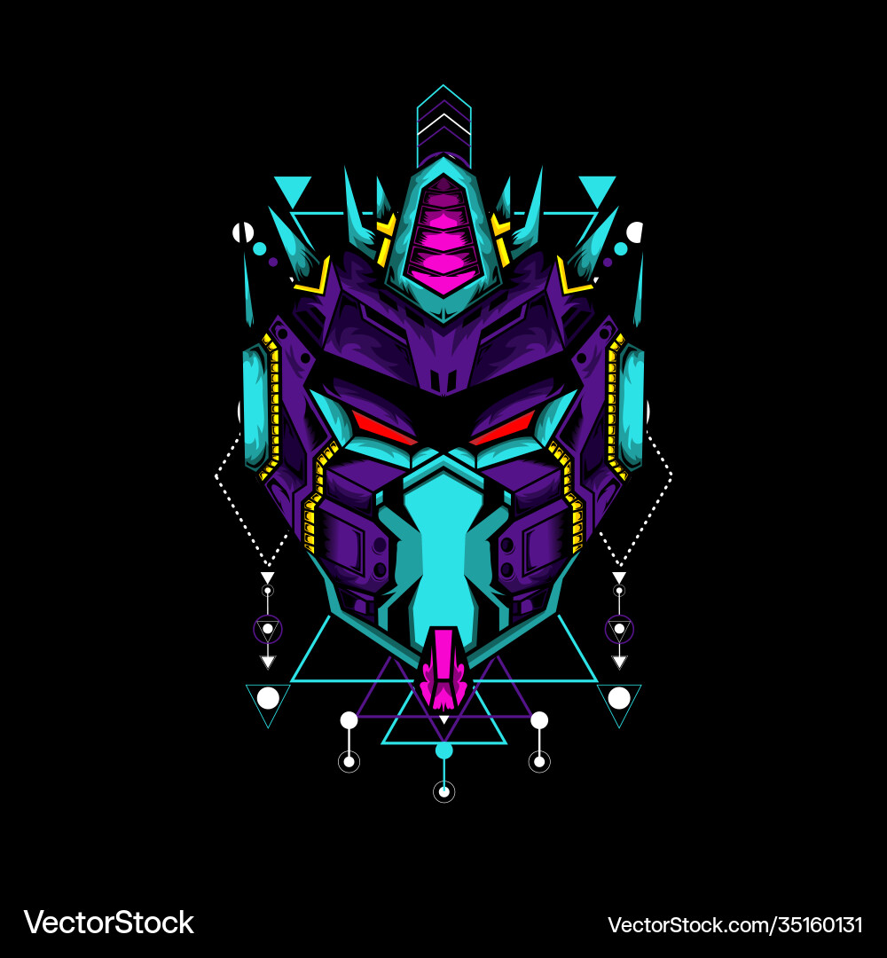 Robot Mask Pattern Robot mask with sacred geometry pattern Royalty Free Vector
