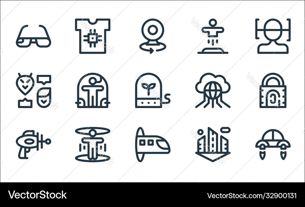 Technology future line icons linear set Royalty Free Vector