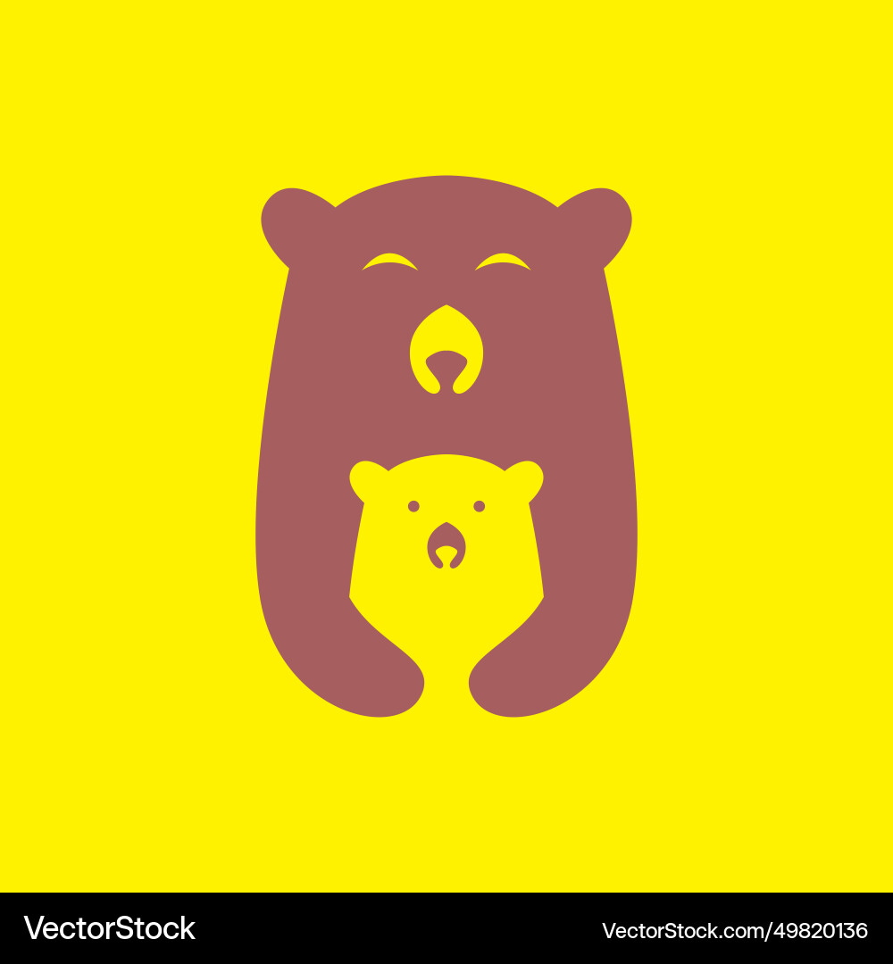 Bear cute flat icon logo design Royalty Free Vector Image