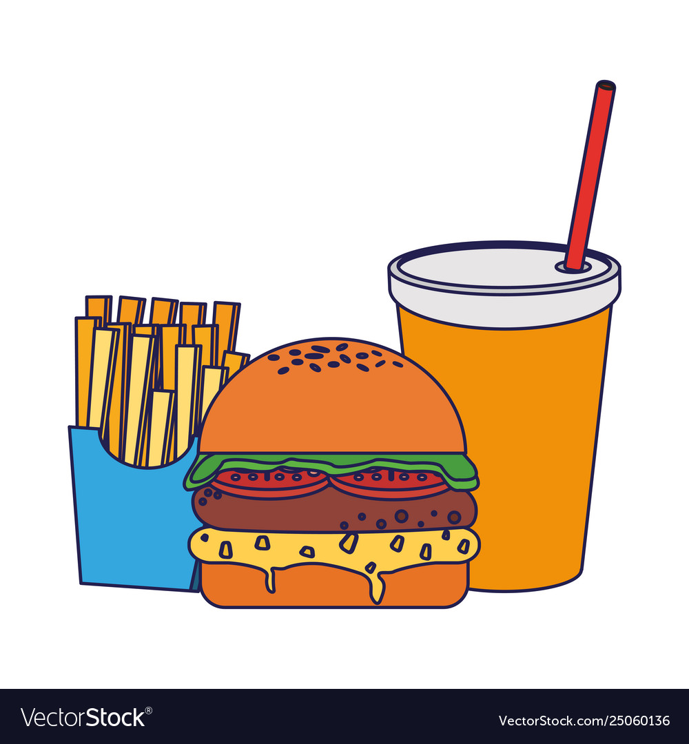 Fast food delicious blue lines Royalty Free Vector Image